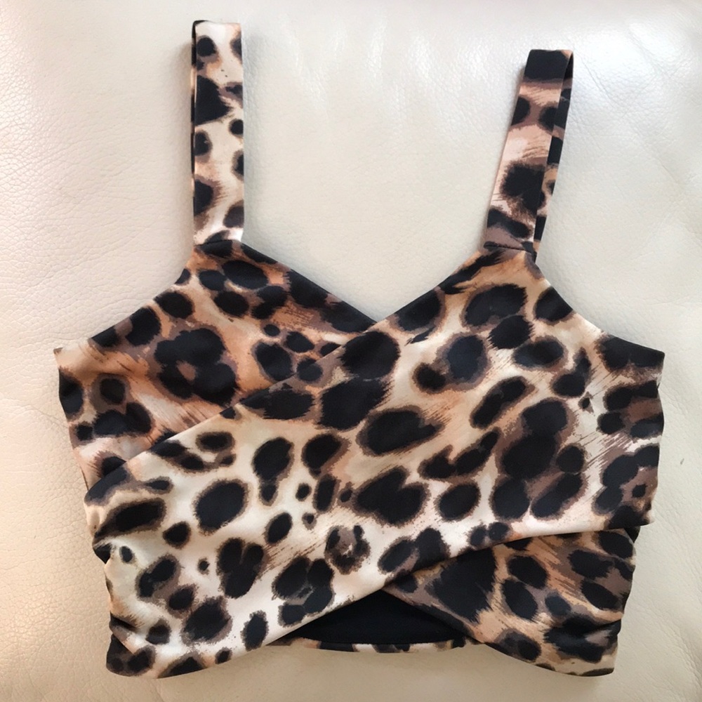 Final price NEW BeBe Twist Leopard Crop Top XS